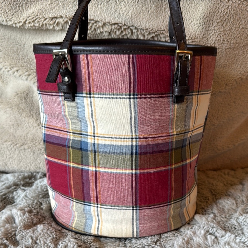 Longaberger Red and Cream Tartan Mini Tote BLACK FRIDAY SALE - Picture 3 of 8